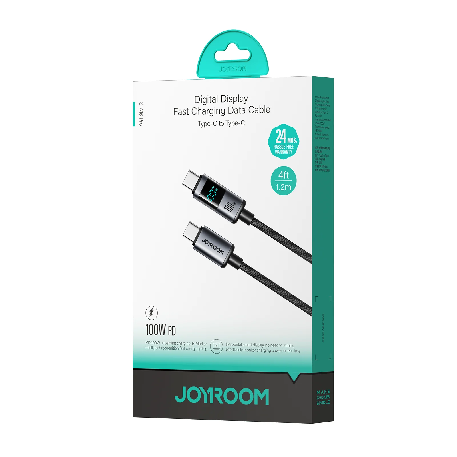 JOYROOM S-A16 Pro Prism Series 100W Digital Display Fast Charging Data Cable - 2